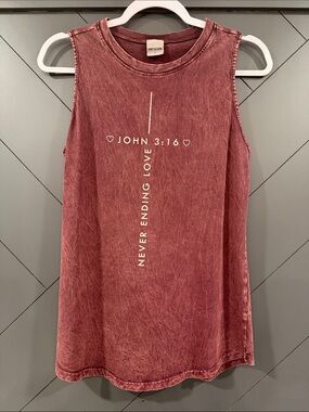 Washed Burgundy Muscle Tank Top - Never Ending Love